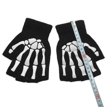 Laden Sie das Bild in den Galerie-Viewer, 2 Pairs Halloween Skeleton Skull Half Finger Gloves