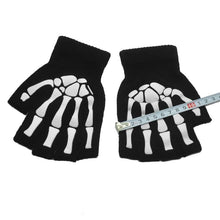 Laden Sie das Bild in den Galerie-Viewer, 2 Pairs Halloween Skeleton Skull Half Finger Gloves
