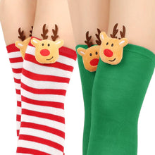 Laden Sie das Bild in den Galerie-Viewer, 3 Pairs Christmas Long Striped Socks Knee High Stocking Halloween