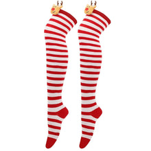Laden Sie das Bild in den Galerie-Viewer, 3 Pairs Christmas Long Striped Socks Knee High Stocking Halloween