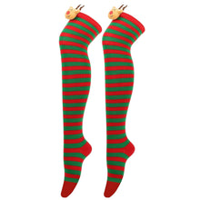 Laden Sie das Bild in den Galerie-Viewer, 3 Pairs Christmas Long Striped Socks Knee High Stocking Halloween