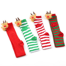 Laden Sie das Bild in den Galerie-Viewer, 3 Pairs Christmas Long Striped Socks Knee High Stocking Halloween