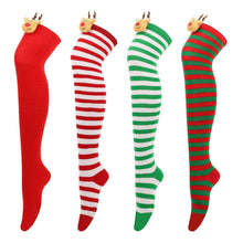 Laden Sie das Bild in den Galerie-Viewer, 3 Pairs Christmas Long Striped Socks Knee High Stocking Halloween