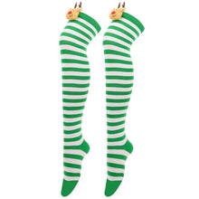 Laden Sie das Bild in den Galerie-Viewer, 3 Pairs Christmas Long Striped Socks Knee High Stocking Halloween