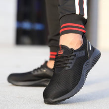 Laden Sie das Bild in den Galerie-Viewer, Mens Black Steel Toe Work Shoes Safety Shoes | 305