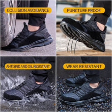 Charger l'image dans la visionneuse de la galerie, Non Slip Work Shoes Safety Shoes Industrial Black Breathable Large Size | 1017
