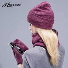 Laden Sie das Bild in den Galerie-Viewer, hat scarf and gloves set warm set winter touchscreen gloves
