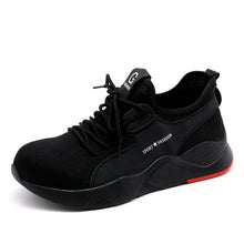 Charger l'image dans la visionneuse de la galerie, lightweight safety shoes Breathable Cloth Safety Shoes Steel Toe Work Shoes Unisex Black JB666