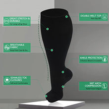 Carica l&#39;immagine nel visualizzatore Galleria, 4XL Compression Socks Wide Calf Women Men
