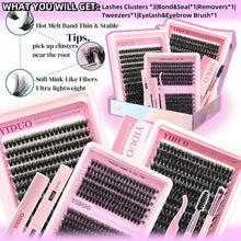 Carica l&#39;immagine nel visualizzatore Galleria, Lashes Clusters Kit Gift Packs Fluffy False Eyelashes Extensions D Curl Wispy Individual Fake Eyelashes
