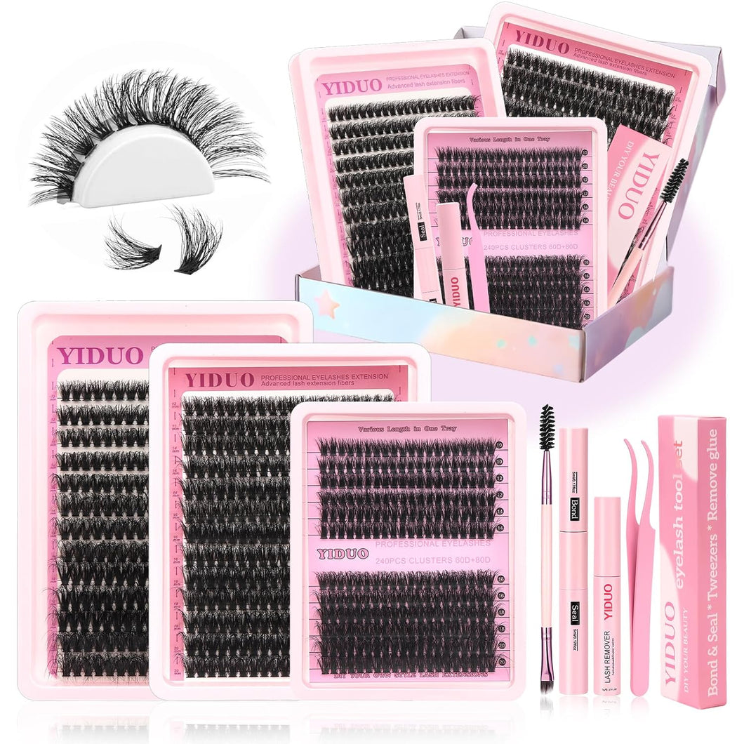Lashes Clusters Kit Gift Packs Fluffy False Eyelashes Extensions D Curl Wispy Individual Fake Eyelashes