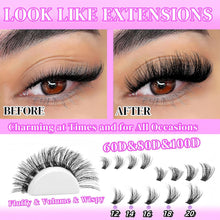 Carica l&#39;immagine nel visualizzatore Galleria, Lashes Clusters Kit Gift Packs Fluffy False Eyelashes Extensions D Curl Wispy Individual Fake Eyelashes
