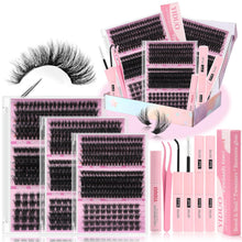 Carica l&#39;immagine nel visualizzatore Galleria, Lashes Clusters Kit Gift Packs Fluffy False Eyelashes Extensions D Curl Wispy Individual Fake Eyelashes
