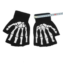 Carica l&#39;immagine nel visualizzatore Galleria, 2 Pairs Halloween Skeleton Skull Half Finger Gloves
