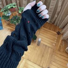 Laden Sie das Bild in den Galerie-Viewer, 2 Pairs Knitted Arm Warmers Gloves Winter Long Thumb Hole Gloves Mittens for Women and Men
