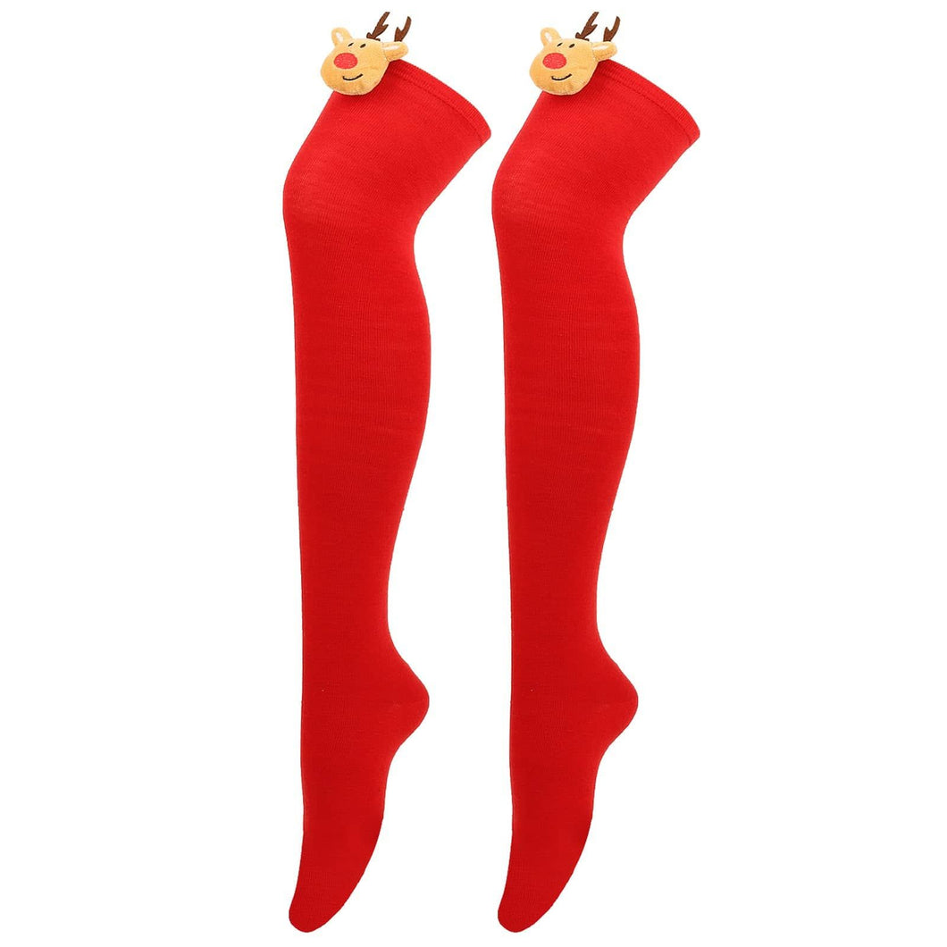 3 Pairs Christmas Long Striped Socks Knee High Stocking Halloween
