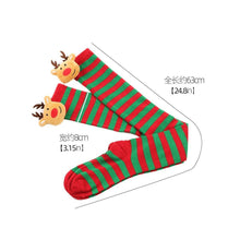 Cargar imagen en el visor de la Galería, 3 Pairs Christmas Long Striped Socks Knee High Stocking Halloween
