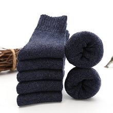 Cargar imagen en el visor de la Galería, 5 Pairs Wool Socks Mens Warm Winter Socks Wool Hiking Socks
