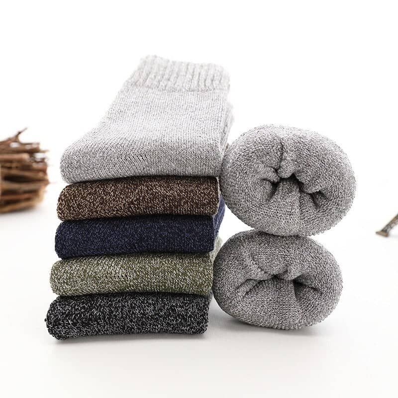 5 Pairs Wool Socks Mens Warm Winter Socks Wool Hiking Socks