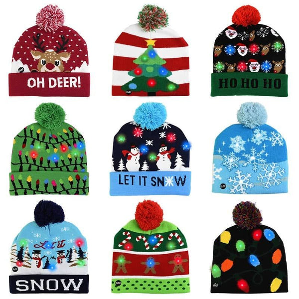 LED Christmas Hat Sweater Knitted Beanie