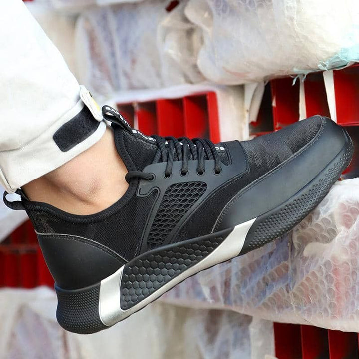 Men's Black Safety Steel Toe Sneakers Teenro | N3