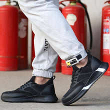 Cargar imagen en el visor de la Galería, Men&#39;s Black Safety Steel Toe Sneakers Teenro | N3
