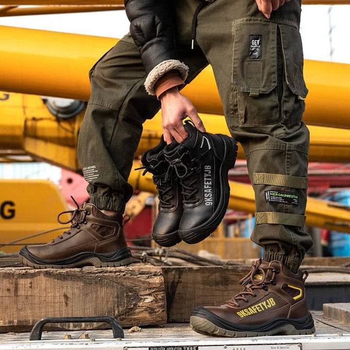 Mens leather work boots Waterproof steel toe boots Indestructible boots | JBZS013