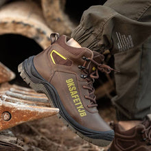 Cargar imagen en el visor de la Galería, Mens leather work boots Waterproof steel toe boots Indestructible boots | JBZS013
