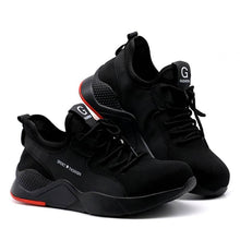 Cargar imagen en el visor de la Galería, lightweight safety shoes Breathable Cloth Safety Shoes Steel Toe Work Shoes Unisex Black JB666

